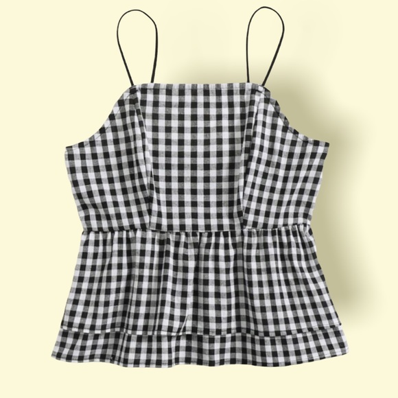 Black and White Gingham Cami w/ Ruffle Hem, Small - Picture 9 of 16